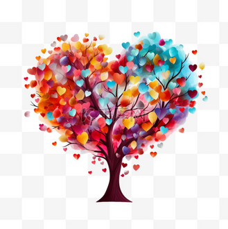 真实爱心树元素立体免抠图案