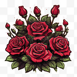 创意红色玫瑰元素立体免抠图案