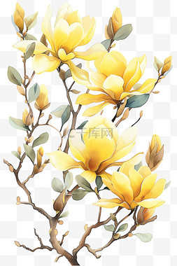 郁金香花黄色春天植物免抠元素