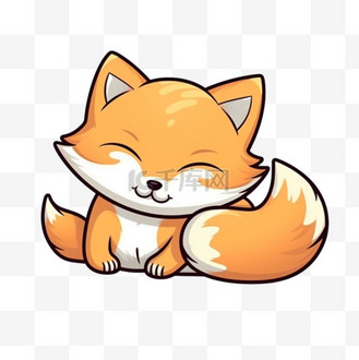 白狐狸图案图片素材_ai简笔小狐狸元素立体免抠图案