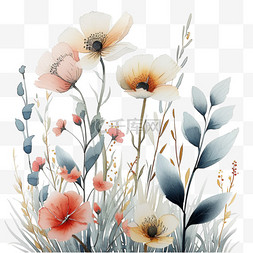 手绘白色花朵装饰图片_春天植物元素花朵手绘免抠