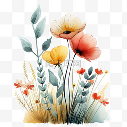 手绘白色花朵装饰图片_春天植物手绘花朵免抠元素
