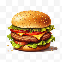 几何美味汉堡元素立体免抠图案