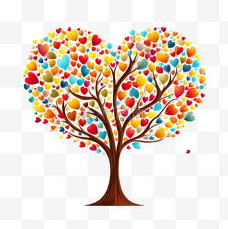 素材爱心树元素立体免抠图案