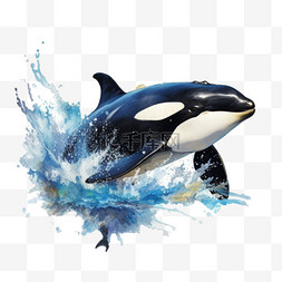 艺术可爱海豚元素立体免抠图案