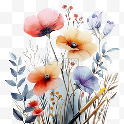 春天植物花朵免抠手绘元素