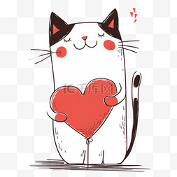 手绘元素可爱的小猫红心