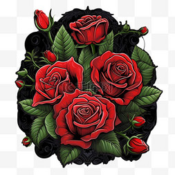 造型红色玫瑰元素立体免抠图案