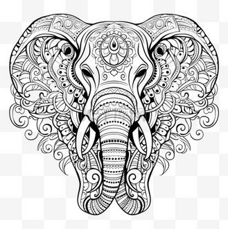 特色线条大象元素立体免抠图案