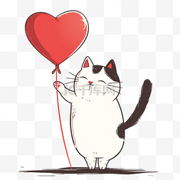 白色红心图片_可爱的小猫红心卡通元素手绘