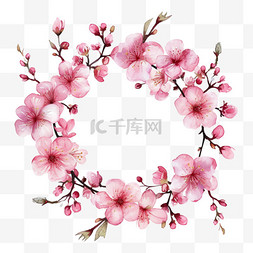 白色的花图片_免抠春天樱花花环手绘元素