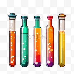 手绘化学器皿图片_卡通彩色试管化学用具器皿元素