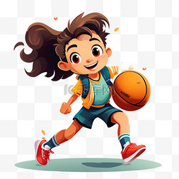 玩篮球卡通图片_开学啦小学生玩篮球PNG素材
