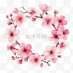 樱花背景图片_春天樱花手绘免抠花环元素