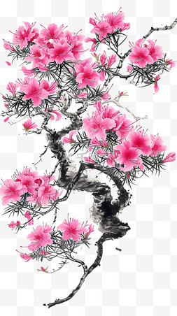 野杜鹃花图片_春天手绘元素植物树木花朵