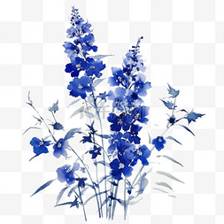 造型蓝色鲜花元素立体免抠图案