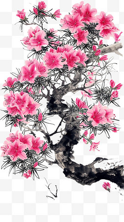 背景笔墨图片_植物春天树木花朵手绘元素