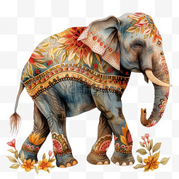 大象手绘插画免抠元素动物