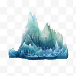 3d冰山图片_3d梦幻冰山元素立体免抠图案