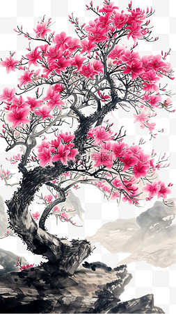春天植物树木手绘花朵元素