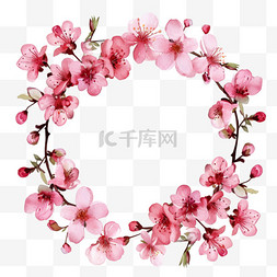 白色的花图片_春天手绘樱花花环免抠元素