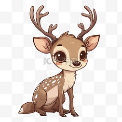 免抠可爱小鹿动物卡通手绘元素