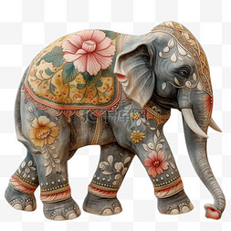 大象动物插画免抠手绘元素