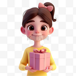 迪斯尼动画图片_可爱女孩3d立体礼物免抠元素