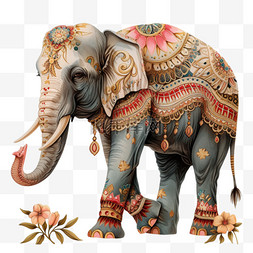 大象动物手绘免抠插画元素