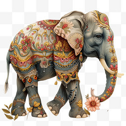 免抠大象动物手绘插画元素