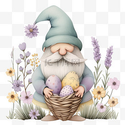 复活节彩蛋和花朵图片_春天精灵卡通手绘免抠元素