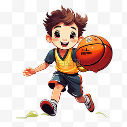 玩篮球卡通图片_开学啦小学生玩篮球PNG素材