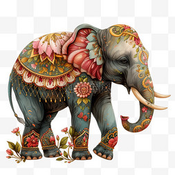 大象站立图片_大象动物手绘插画免抠元素
