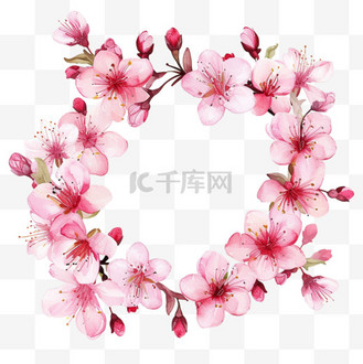 手绘花环png图片素材_春天樱花手绘花环免抠元素