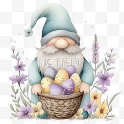 复活节彩蛋和花朵图片_免抠元素春天精灵卡通手绘
