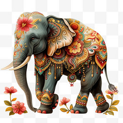 大象手绘动物插画免抠元素
