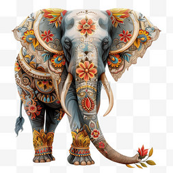 大象动物手绘插画元素免抠