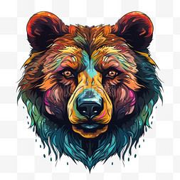 绘画凶猛狗熊元素立体免抠图案