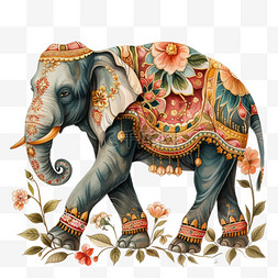 大象动物插画免抠元素手绘