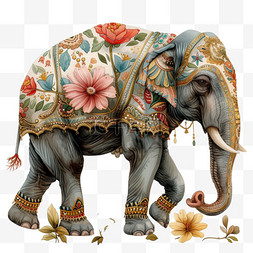 大象免抠动物手绘插画元素