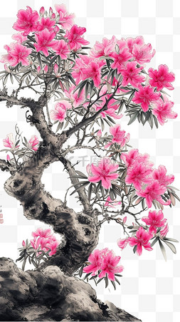 国画春天背景图片_春天植物花朵树木手绘元素