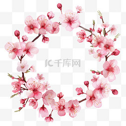 樱花花环手绘春天免抠元素