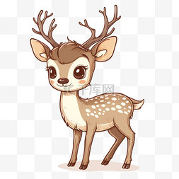 可爱小鹿动物卡通手绘免抠元素
