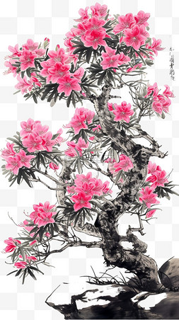 背景笔墨图片_手绘春天植物树木花朵元素