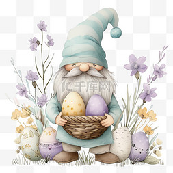 复活节彩蛋和花朵图片_精灵春天卡通手绘免抠元素
