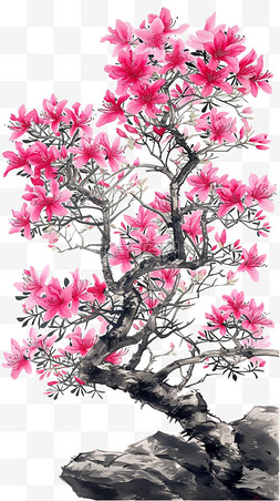 春天手绘植物树木花朵元素