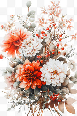 橙色小花朵图片_春天免抠元素盛开的花朵手绘