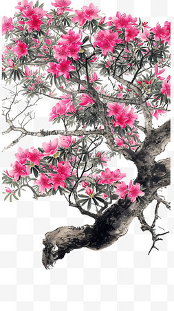 背景笔墨图片_春天花朵植物树木手绘元素