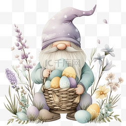 复活节彩蛋和花朵图片_春天手绘精灵卡通免抠元素