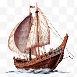 古代图片_纹理古代帆船元素立体免抠图案